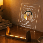 Veilleuse LED en acrylique personnalisée avec photo de votre animal, ailes d'ange, nom et socle en bois — Cadeau de condoléances en mémoire d'un animal de compagnie, destiné aux propriétaires d'animau