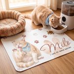 Individuell gestaltete Hundefuttermatte aus PU-Leder mit Aquarellfoto des Haustiers und Namen – Ruheplatz für Haustiere, für den täglichen Gebrauch, Geburtstagsgeschenk für Tierfreunde und Freunde