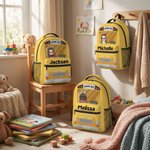 Personalised School Bus Cartoon Character School Bag with Name Back to School Birthday Gift for Kids