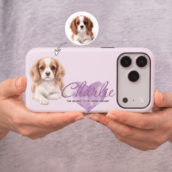 Personalised Watercolour Style Pet Photo Multicolour Phone Case for iPhone Samsung with Name Daily Use Birthday Gift for Pet Owners Lovers