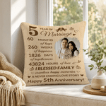 Personalized Photo Wedding Anniversary Throw Pillow Cover with Couple Name and Anniversary Number Home Decor Anniversary Gift for Couples