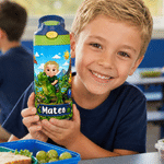 Personalised Dinosaur Cartoon Character 12 oz Kid Water Bottle with Name and Handle Birthday Daily Use Back to School Gift for Boys Girls