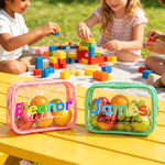 Personalised Colourful Name Design Waterproof Clear Snack Bag with Surname Daily Use Birthday Gift for Kids