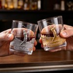 Personalized 2D Metallic Style Print Golf Theme Whisky Glass with Name Golf Club Birthday Father's Day Gift for Golf Lovers