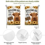 Personalized Welcome-Ish My Place Highland Cow Sunflower Garden Flag Outdoor Yard Decor Housewarming Gift for Highland Cow Lovers