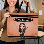 Personalisierte Tragetasche mit Buntstift-Motiv und großem Fassungsvermögen – mit Namen – als Dankeschön zum Lehrertag, zum Schulanfang oder als Geburtstagsgeschenk für Lehrer