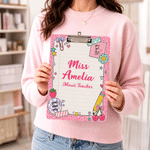 Henkilökohtainen, preppy-tyylinen Doodle-koulutarvikkeiden leikekirja, jossa on matalaprofiilinen kiinnitin; päivittäiseen käyttöön sopiva opettajanpäivän ja koulun alkamisen lahja opettajalle