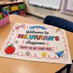 Personalized Welcome to Classroom Poster Banner with Text Classroom Backdrop Decor Teacher's Day Back to School Appreciation Gift for Teacher Educator