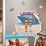 Personalised Cute Cruise 2-5 Cartoon Characters Fridge Magnet with Name Beach Party Summer Travel Birthday Gift for Best Friend Woman