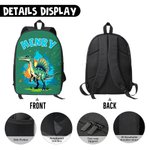Zaino personalizzato con dinosauro in stile cartone animato e effetto schizzo ad acquerello, con nome: regalo per il rientro a scuola o per il compleanno, per bambini e studenti
