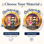 Personalised Cartoon Couple Character Cruise Fridge Magnet with Name Home Decor Birthday Summer Travel Gift for Couple Newlyweds