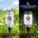 Lámpara solar de jardín personalizada con foto nombre y año decoración regalo conmemorativo por pérdida de un ser querido