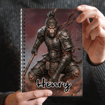 Personalized Dark Style Armor Chinese Zodiac A5 Spiral Journal Notebook with Name Daily Use Birthday Gift for Friends Game Enthusiasts