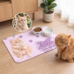 Individuell gestaltete Hundefuttermatte aus PU-Leder mit Aquarellfoto des Haustiers und Namen – Ruheplatz für Haustiere, für den täglichen Gebrauch, Geburtstagsgeschenk für Tierfreunde und Freunde
