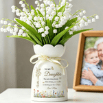 Personalised To My Daughter Birth Flower Ceramic Vase with Name Text Title Home Decor Birthday Gift for Daughter Family
