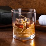 Personalized 2D Metallic Style Print Golf Theme Whisky Glass with Name Golf Club Birthday Father's Day Gift for Golf Lovers