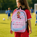 Personalized Soccer Theme 3D Cartoon Character School Bag with Name and Number Back to School Birthday Gift for Boys Girls