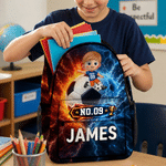 Personalized Soccer Theme 3D Cartoon Character School Bag with Name and Number Back to School Birthday Gift for Boys Girls