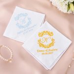 Personalized Wedding Initial Handkerchief with Embroidery Name and Date Bridal Shower Wedding Gift for Bride