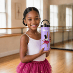 Personalised Cartoon Ballet Girl 20 oz Insulated Water Bottle with Name and Handle Birthday Back to School Gift for Friends Ballet Lovers Kids