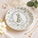 Personalized Toile De Jouy Style Pet Portrait Round Square Jewellery Dish with Name Daily Use Home Decor Birthday Gift for Pet Owner Family