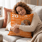 Personalized Photo Wedding Anniversary Throw Pillow Cover with Couple Name and Anniversary Number Home Decor Anniversary Gift for Couples