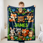 Personalized Cute Cartoon Theme Design Soft Throw Blanket with Name Room Decor  Daily Use Birthday Gift for Kids