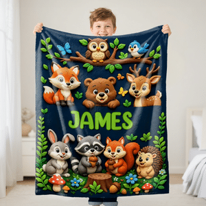 Personalised Cute Cartoon Theme Design Soft Throw Blanket with Name Room Decor  Daily Use Birthday Gift for Kids