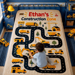 Personalised Construction Zone Lorry Design Soft Throw Blanket with Name Playroom Decor Birthday Baby Shower Gift for Kids