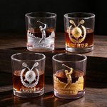 Personalized 2D Metallic Style Print Golf Theme Whisky Glass with Name Golf Club Birthday Father's Day Gift for Golf Lovers