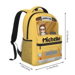 Personalised School Bus Cartoon Character School Bag with Name Back to School Birthday Gift for Kids