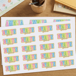 Adesivi personalizzati con lettere a strisce multicolori in stile cartone animato, con nome e cognome – Per l’uso quotidiano, per il rientro a scuola, come regalo di compleanno per insegnanti e bambin
