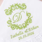 Personalized Wedding Initial Handkerchief with Embroidery Name and Date Bridal Shower Wedding Gift for Bride