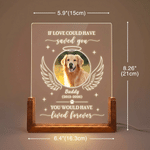 Veilleuse LED en acrylique personnalisée avec photo de votre animal, ailes d'ange, nom et socle en bois — Cadeau de condoléances en mémoire d'un animal de compagnie, destiné aux propriétaires d'animau