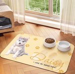 Individuell gestaltete Hundefuttermatte aus PU-Leder mit Aquarellfoto des Haustiers und Namen – Ruheplatz für Haustiere, für den täglichen Gebrauch, Geburtstagsgeschenk für Tierfreunde und Freunde