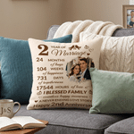 Personalized Photo Wedding Anniversary Throw Pillow Cover with Couple Name and Anniversary Number Home Decor Anniversary Gift for Couples