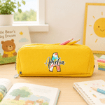 Personalised Apple Notebbook Doodle Initial Three-Layer Pencil Case with Name School Supply Back to School Birthday Gift for Kids