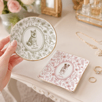 Personalized Toile De Jouy Style Pet Portrait Round Square Jewellery Dish with Name Daily Use Home Decor Birthday Gift for Pet Owner Family