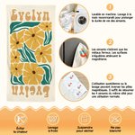 Serviette de plage magnétique personnalisée avec motif floral et nom - Accessoire à séchage rapide - Cadeau idéal pour les vacances