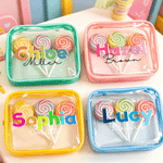 Personalised Colourful Name Design Waterproof Clear Snack Bag with Surname Daily Use Birthday Gift for Kids