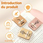 Marque-page magnétique personnalisé avec nom et fleur de naissance - Cadeau d'anniversaire pour les amoureux de lecture