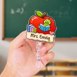 Personalised Apple Pencil Crayon Notebook Acrylic Retractable Badge Reel with Text Teacher's Day Appreciation Birthday Gift for Teacher