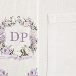 Personalised Floral Crest Wedding Table Runner with Place and Time Home Decor Wedding Reception Gift for Engagement Couples