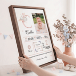 Personalised Birth Flower Photo Canvas Prints with Name Year and Title Warm Minimalist Nursery Decor Birthday Gift for Parents Family