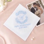 Personalized Wedding Initial Handkerchief with Embroidery Name and Date Bridal Shower Wedding Gift for Bride