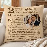 Personalized Photo Wedding Anniversary Throw Pillow Cover with Couple Name and Anniversary Number Home Decor Anniversary Gift for Couples