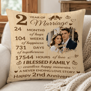 Personalized Photo Wedding Anniversary Throw Pillow Cover with Couple Name and Anniversary Number Home Decor Anniversary Gift for Couples