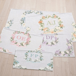 Personalised Floral Crest Wedding Table Runner with Place and Time Home Decor Wedding Reception Gift for Engagement Couples
