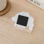 Imán de frigorífico de acrílico transparente con diseño fotográfico personalizado y texto. Para uso diario, decoración del hogar y regalo de cumpleaños para la familia o la pareja.