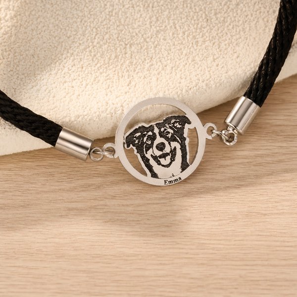 Personalized Pet Photo Bracelet with Engraved Name Birthday Pet Remembrance Gift for Pet Owners Lovers